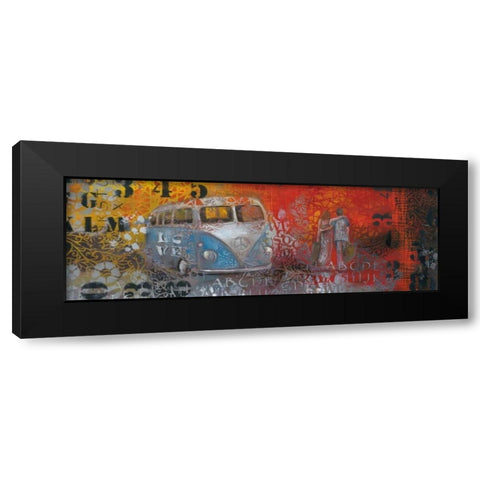 Love Bus Black Modern Wood Framed Art Print by May