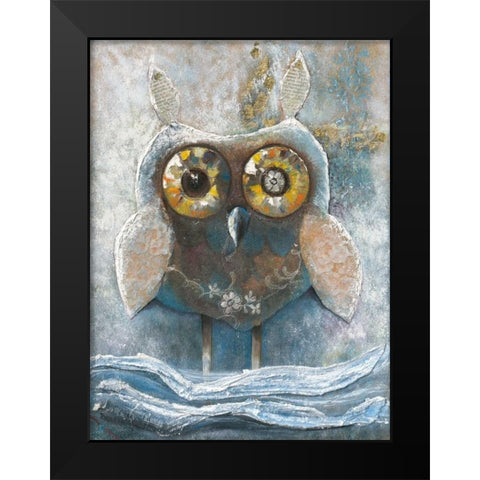 Wide Eyed Owl 82560 Black Modern Wood Framed Art Print by May