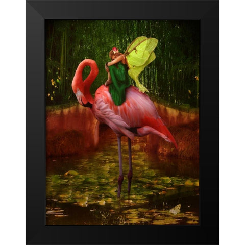Flamingo Fairy 82390 Black Modern Wood Framed Art Print by May