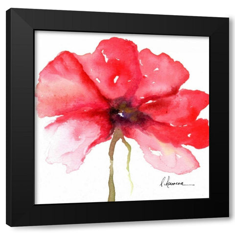 Floral in Red Black Modern Wood Framed Art Print by May