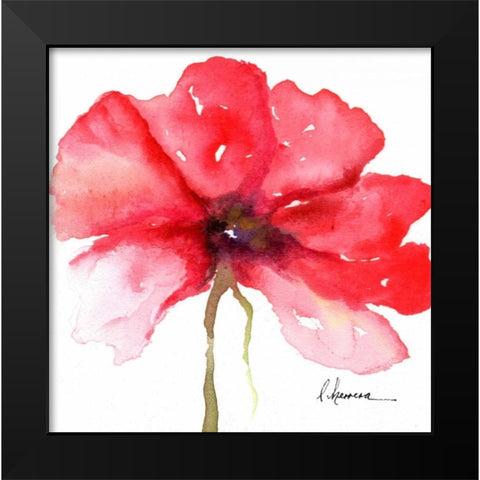 Floral in Red Black Modern Wood Framed Art Print by May