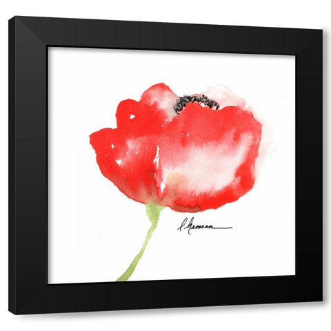 Little Red Amapola Black Modern Wood Framed Art Print by May