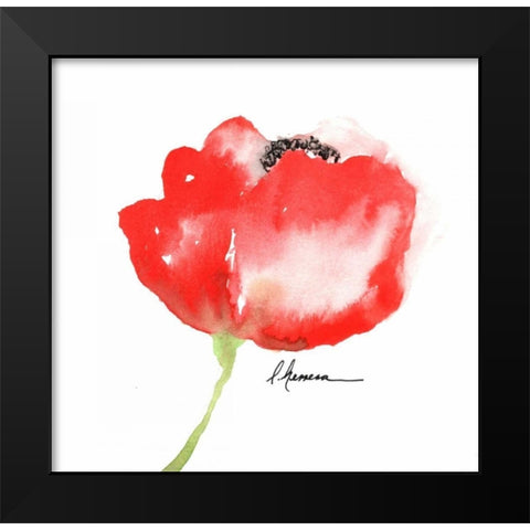 Little Red Amapola Black Modern Wood Framed Art Print by May