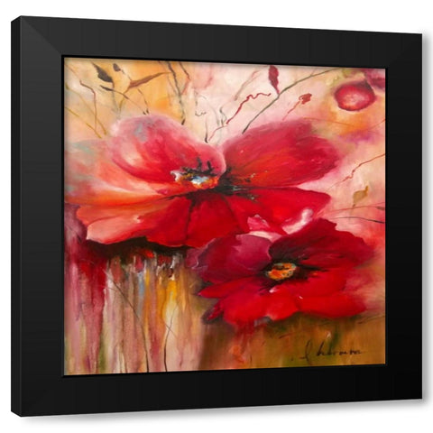 Ruby Rush Black Modern Wood Framed Art Print by Isabella