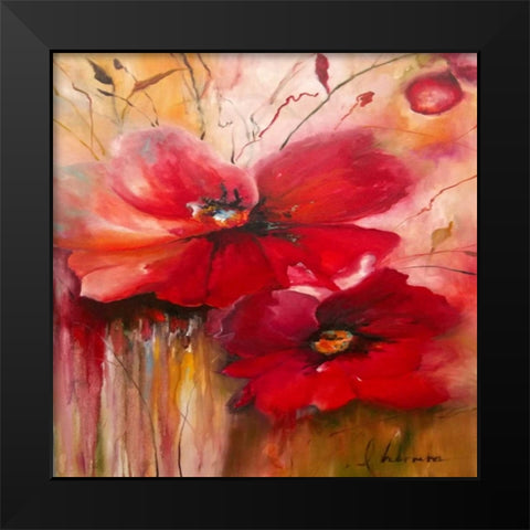 Ruby Rush Black Modern Wood Framed Art Print by Isabella