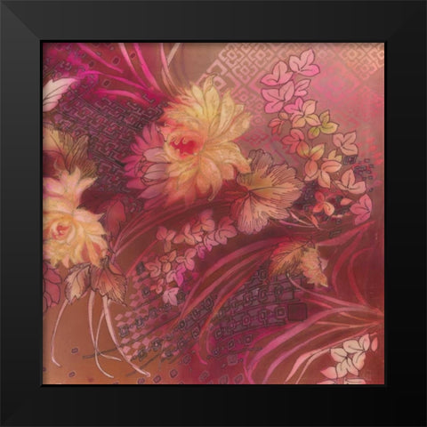 Marooned Florals 3 Black Modern Wood Framed Art Print by May