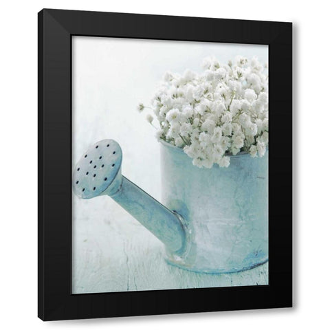 Vintage Blue Pot Black Modern Wood Framed Art Print with Double Matting by May