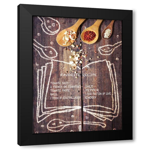 Favorite Recipe Black Modern Wood Framed Art Print with Double Matting by May