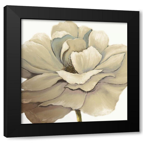 Cream Silken Bloom Withaar Black Modern Wood Framed Art Print by KUMA