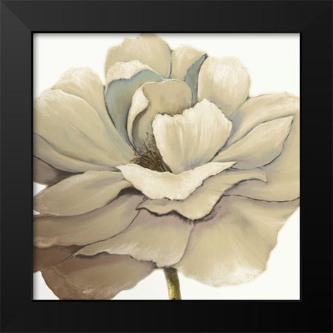 Cream Silken Bloom Withaar Black Modern Wood Framed Art Print by KUMA