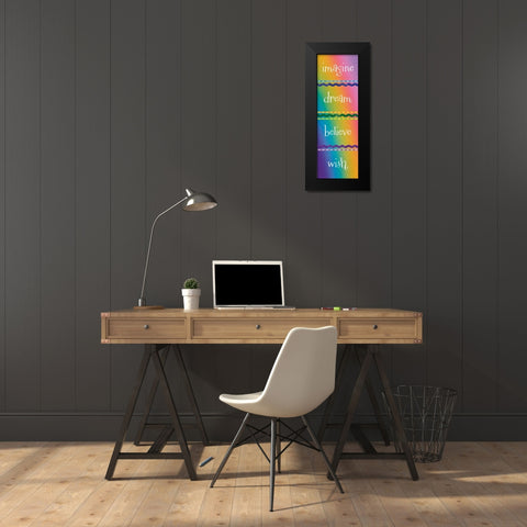 Kid Dreams Rainbow Black Modern Wood Framed Art Print by Hogan, Melody