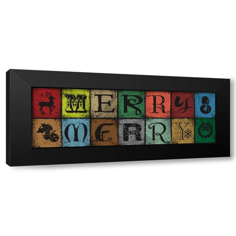 Merry Merry Blocks Black Modern Wood Framed Art Print by Hogan, Melody