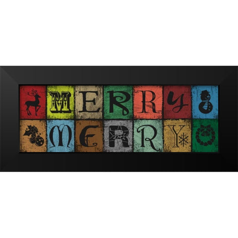 Merry Merry Blocks Black Modern Wood Framed Art Print by Hogan, Melody