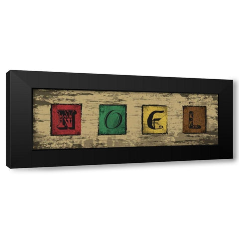 Noel Blocks Black Modern Wood Framed Art Print with Double Matting by Hogan, Melody