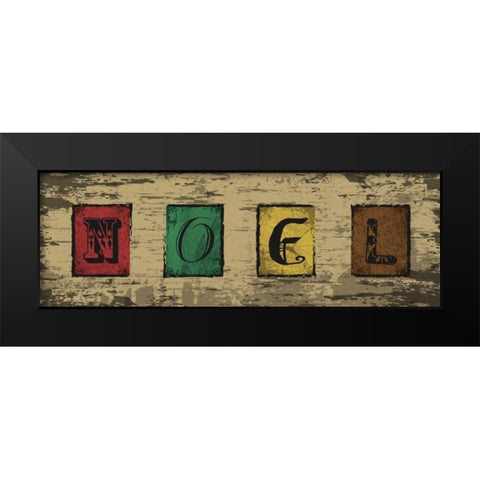 Noel Blocks Black Modern Wood Framed Art Print by Hogan, Melody
