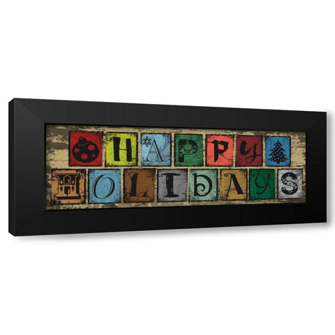 Holiday Blocks Black Modern Wood Framed Art Print by Hogan, Melody