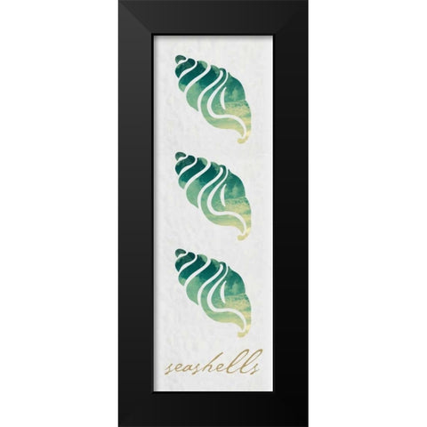 Seashells Panel Black Modern Wood Framed Art Print by Hogan, Melody