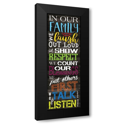 In Our Family Panel Primary 2 Black Modern Wood Framed Art Print by Hogan, Melody
