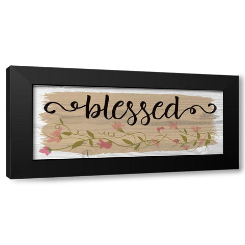 Curly Cue Blessed Floral 1 Black Modern Wood Framed Art Print with Double Matting by Hogan, Melody