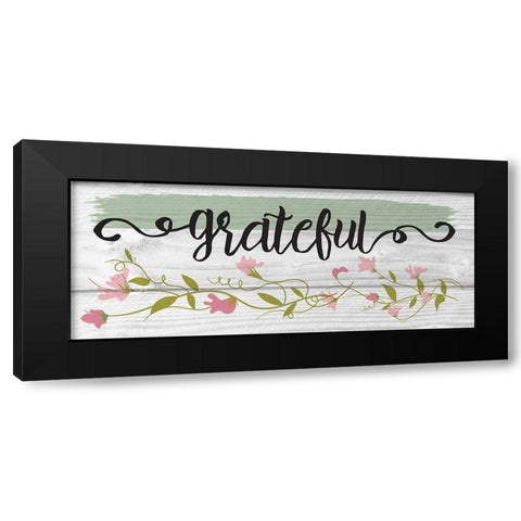 Curly Cue Grateful Floral 2 Black Modern Wood Framed Art Print with Double Matting by Hogan, Melody