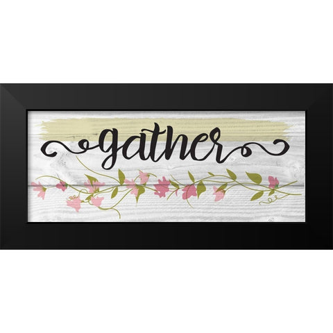 Curly Cue Gather Floral 6 Black Modern Wood Framed Art Print by Hogan, Melody