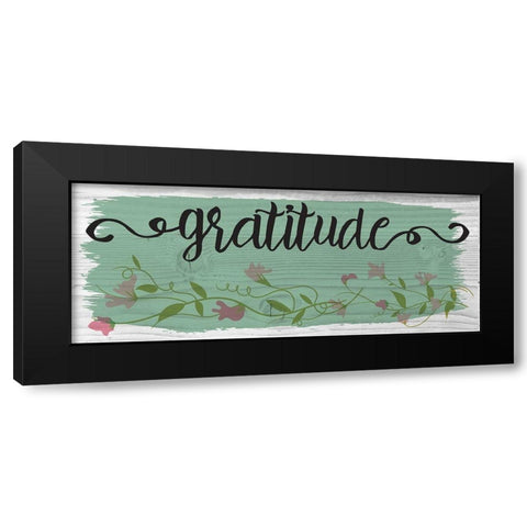 Curly Cue Gratitude Floral 8 Black Modern Wood Framed Art Print by Hogan, Melody