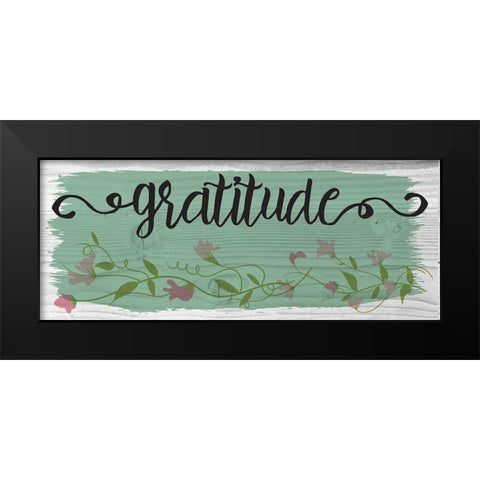 Curly Cue Gratitude Floral 8 Black Modern Wood Framed Art Print by Hogan, Melody