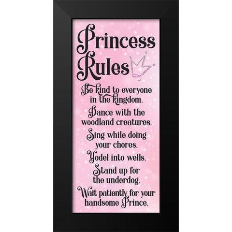 Princess Rules Black Modern Wood Framed Art Print by Hogan, Melody