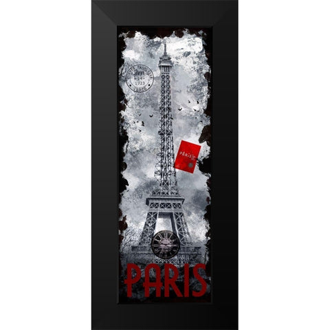 Paris Eiffel Tower Black Modern Wood Framed Art Print by Hogan, Melody