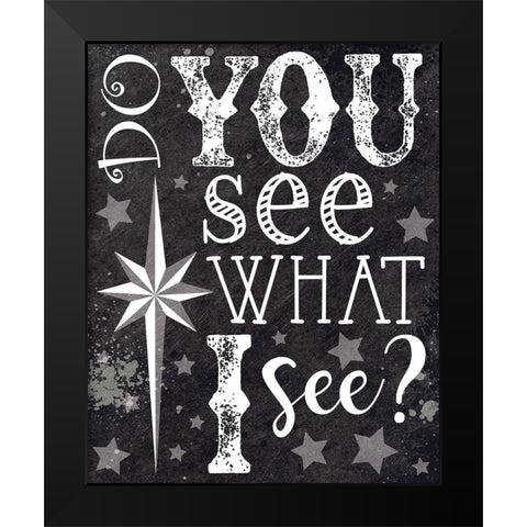 Christmas Chalkboard See Black Modern Wood Framed Art Print by Hogan, Melody