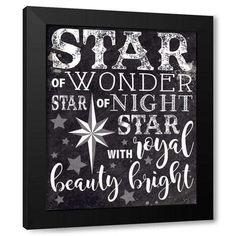 Christmas Chalkboard Star Black Modern Wood Framed Art Print by Hogan, Melody