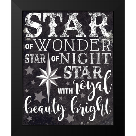 Christmas Chalkboard Star Black Modern Wood Framed Art Print by Hogan, Melody