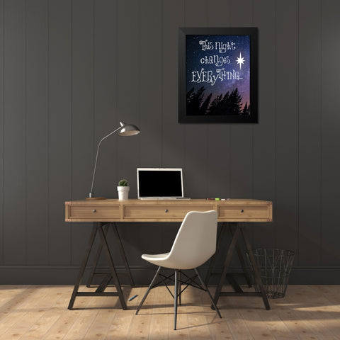 Christmas Star Trees 1 Black Modern Wood Framed Art Print by Hogan, Melody