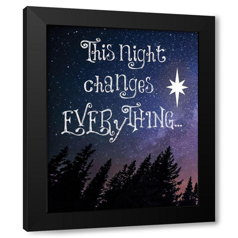 Christmas Star Trees 1 Black Modern Wood Framed Art Print by Hogan, Melody