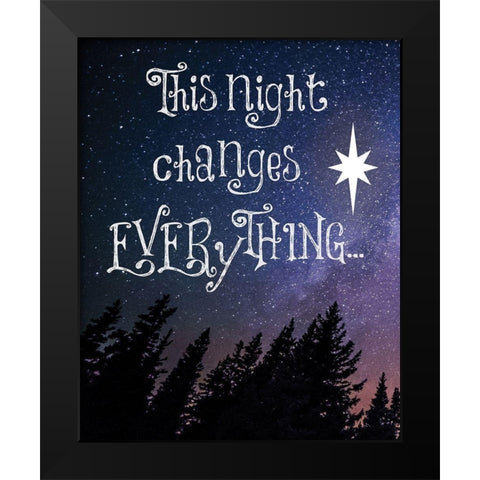 Christmas Star Trees 1 Black Modern Wood Framed Art Print by Hogan, Melody