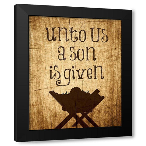 Unto Us Manger 2 Black Modern Wood Framed Art Print with Double Matting by Hogan, Melody