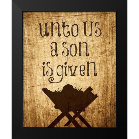 Unto Us Manger 2 Black Modern Wood Framed Art Print by Hogan, Melody