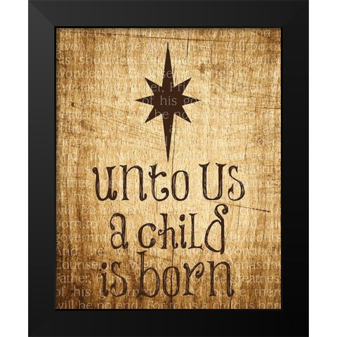 Christmas Unto Us Star Black Modern Wood Framed Art Print by Hogan, Melody