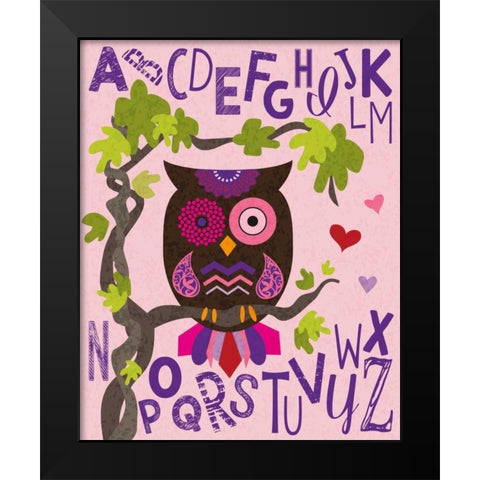 Owl Set Numlet Pinks 1 Black Modern Wood Framed Art Print by Hogan, Melody
