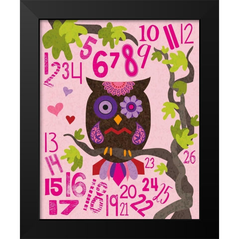 Owl Set Numlet Pinks 2 Black Modern Wood Framed Art Print by Hogan, Melody
