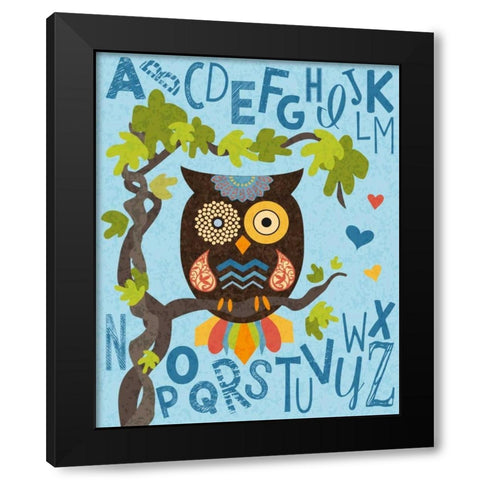 Owl Set Numlet 1 Black Modern Wood Framed Art Print by Hogan, Melody