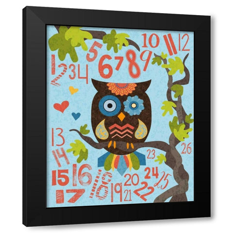Owl Set Numlet 2 Black Modern Wood Framed Art Print by Hogan, Melody