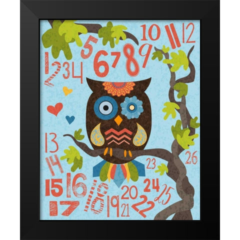 Owl Set Numlet 2 Black Modern Wood Framed Art Print by Hogan, Melody