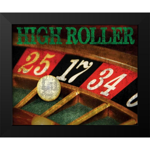High Roller Casino Grunge 1 Black Modern Wood Framed Art Print by Hogan, Melody
