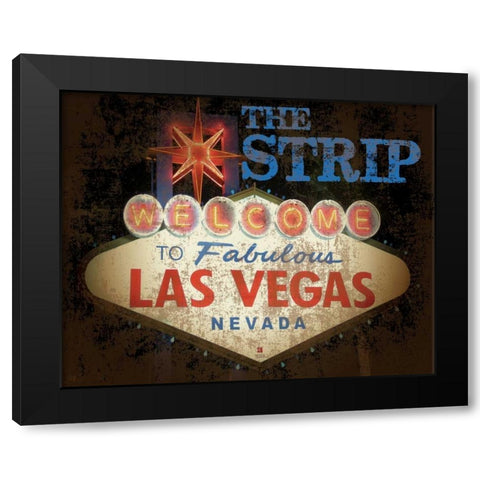 The Strip Casino Grunge 2 Black Modern Wood Framed Art Print by Hogan, Melody