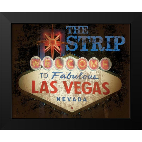 The Strip Casino Grunge 2 Black Modern Wood Framed Art Print by Hogan, Melody