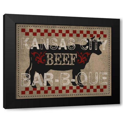 Kansas City BBQ Black Modern Wood Framed Art Print with Double Matting by Hogan, Melody