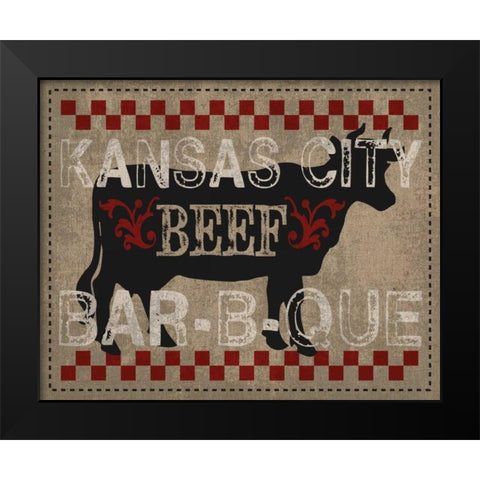 Kansas City BBQ Black Modern Wood Framed Art Print by Hogan, Melody