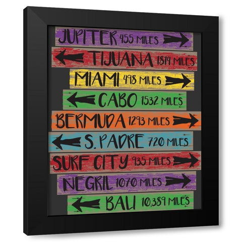 Beach Sign 2 Black Modern Wood Framed Art Print by Hogan, Melody