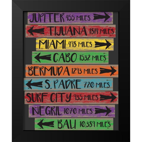 Beach Sign 2 Black Modern Wood Framed Art Print by Hogan, Melody